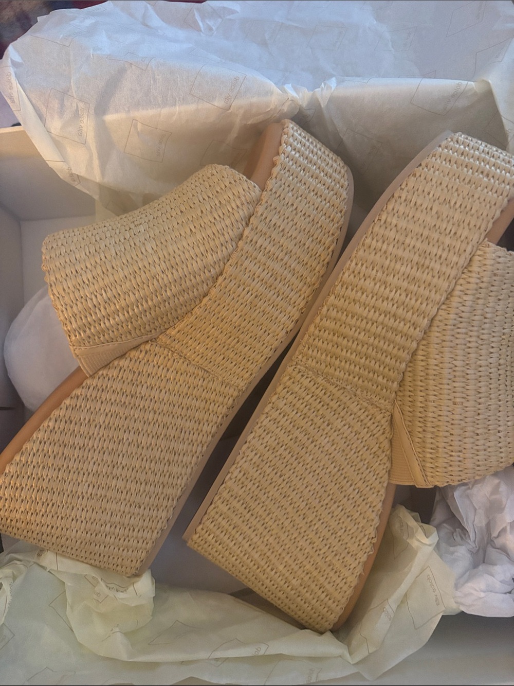 Dolce Vita Natural Woven Raffia Slide Mules - Picture 3 of 8